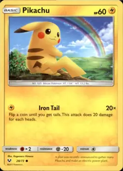 Pikachu 28/73 Common Shining Legends Pokemon Near Mint - Image 1