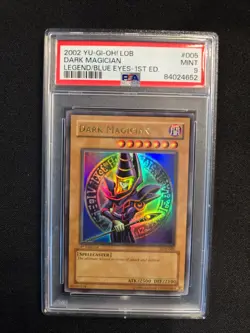 Yu-Gi-Oh! Dark Magician Legend of Blue Eyes 1st Edition LOB-005 PSA 9 Mint - Image 1