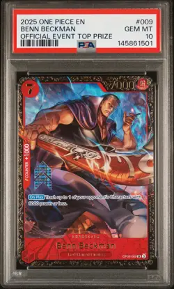 2025 ONE PIECE PROMOS OFFICIAL EVENT TOP PRIZE #009 BENN BECKMAN PSA 10 - Image 1