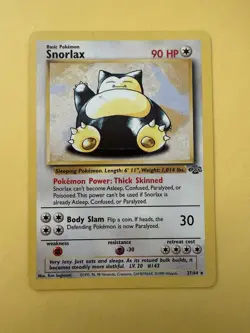 Pokemon TCG Snorlax LP Regular Rare Jungle Card 27/64 Unlimited - Image 1