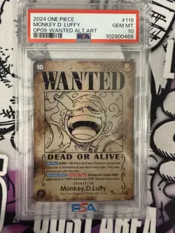 Monkey D. Luffy PSA 10 One Piece English Card OP05-119 Wanted 2024 Alternate Art - Image 1