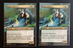 Mystic Enforcer (DMR MTG) ALTERED set of two (2) extended art hand painted! - Image 1