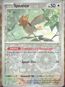 SV2a: Pokemon Card 151 #021/165 Spearow Reverse Holo - Image 1