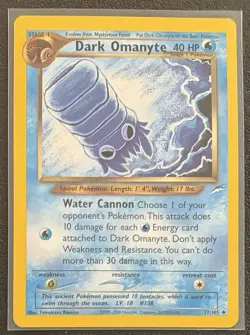 Pokemon TCG Dark Omanyte Neo Destiny Card 37/105 - Image 1