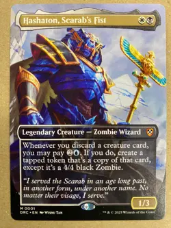 MTG 1x BORDERLESS Hashaton, Scarab's Fist # 1 Commander Aetherdrift Magic x1 NM - Image 1