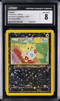 2001 POKEMON ENGLISH SOUTHERN ISLANDS REVERSE HOLO #4 TOGEPI CGC 8 - Image 1