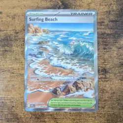 Pokemon Surfing Beach 114/086 Secret Rare Full Art Stadium Trainer CRI - Image 1