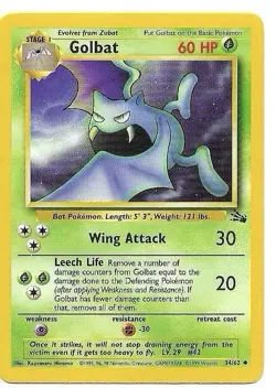 1999 Pokemon Fossil TCG Golbat Non-Holo Common Card 34/62 - Image 1