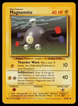 Magnemite 53/102 Common Base Set Unlimited Pokemon Lightly Played - Image 1