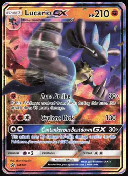 Lucario GX - SM100 Holo Promo Sun & Moon Promo Pokemon Holo Moderately Played - Image 1