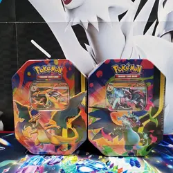 Pokemon TCG Mega Charizard X and Y ex Tin (Set of 2 Tins) Brand New Sealed - Image 1