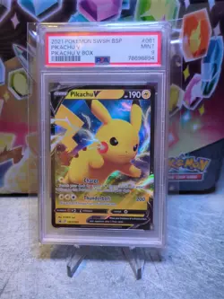 PSA 9 MINT Pikachu V SWSH061 HOLO Black Star PROMO Pokemon Card - Image 1