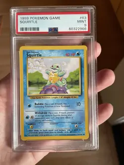 Wizards of the Coast 1999 Pokemon TCG Squirtle Base Set 63/102 PSA 9 Unlimited - Image 1
