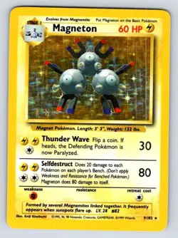 Magneton 9/102 Holo Holo Rare Base Set Unlimited Pokemon Holo Damaged - Image 1