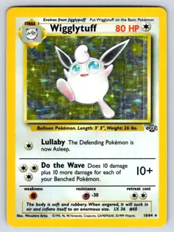 Wigglytuff 16/64 Holo Rare Jungle Pokemon Unlimited Holo Damaged - Image 1