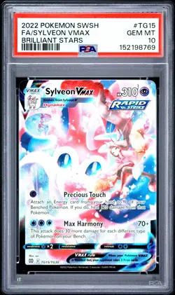 2022 POKEMON SWORD & SHIELD BRILLIANT STARS #TG15 FULL ART/SYLVEON VMAX PSA 10 - Image 1