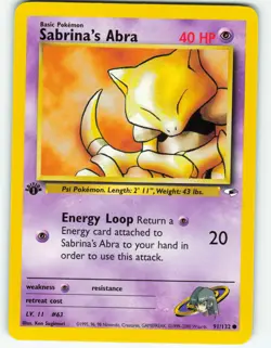 Sabrina's Abra - 1st Edition - 91/132 Gym Heroes- WOTC - Pokemon TCG - 2000 - Image 1