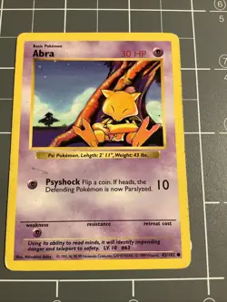 Abra 43/102 Common Base Set Shadowless Pokemon Unlimited HP - Image 1