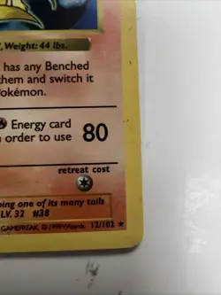 **Ninetales - 12/102 – Base Set Shadowless Holo – 1999 WOTC Pokemon TCG** - Image 5