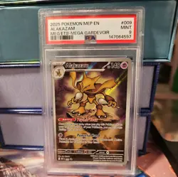 2025 POKEMON MEP EN-ME BLACK STAR PROMO #009 ALAKAZAM PSA 9 - Image 1