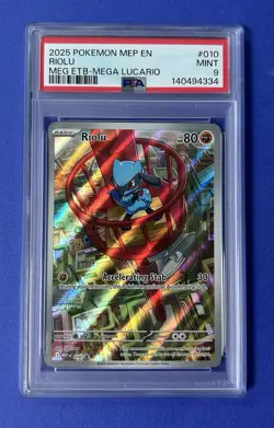 2025 Pokemon MEP EN Riolu MEG ETB-Mega Lucario #010 PSA 9 MINT - Image 1