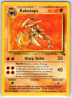 Kabutops 24/62 Rare Fossil Pokemon Unlimited Heavily Played - Image 1