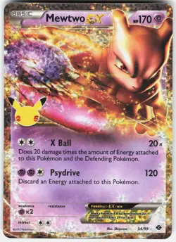 Pokemon Mewtwo EX 54/99 Holo EX Rare Celebrations NM - Image 1