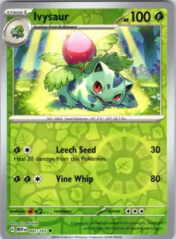 Ivysaur 002/165 Uncommon 151 Pokemon Reverse Holo Near Mint - Image 1