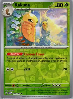 Kakuna 014/165 Common 151 Pokemon Reverse Holo Near Mint - Image 1