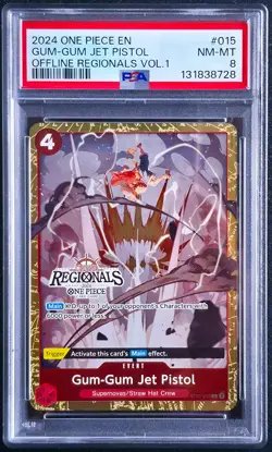 2024 ONE PIECE OFFLINE REGIONALS PACK 2024 VOL.1 #015 GUM-GUM JET PISTOL PSA 8 - Image 1