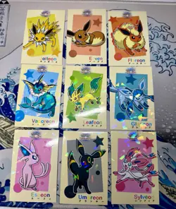 Eeveelution Cracked Ice Star Holo Let's Go Eevee Database Pokemon Set NM - Image 1