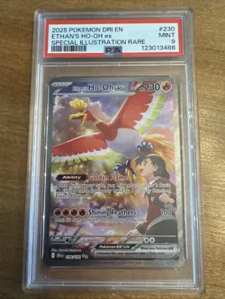 2025 POKEMON DRI EN-DESTINED RIVALS #230 ETHAN'S HO-OH EX PSA 9 - Image 1