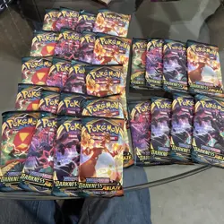 Lot of 28x Factory Sealed Pokemon Sword & Shield Darkness Ablaze Booster Packs - Image 1