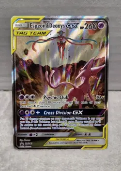 Espeon & Deoxys GX Tag Team SM240 Holo Pokemon TCG MINT - Image 1