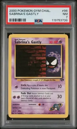 PSA 7 2000 Sabrina’s Gastly 96/132 Pokemon Gym Challenge - Image 1