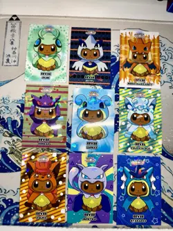 Poncho Eevee Cracked Ice Let's Go Eevee Database Pokemon Set Charizard Gengar - Image 1