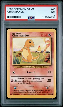 1999 POKEMON GAME #46 CHARMANDER PSA NM 7 - Image 1