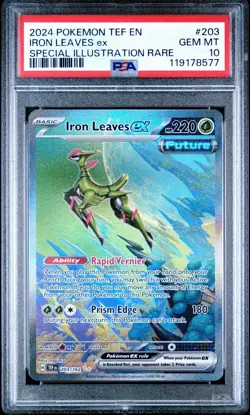 PSA 10 GEM MINT Iron Leaves ex SIR Temporal Forces Pokemon 203/162 - Image 1