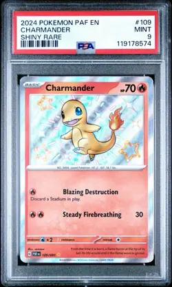 PSA 9 MINT Charmander 109/091 Pokemon 2024 Paldean Fates Baby Shiny Rare - Image 1