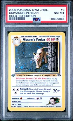 2000 Pokemon Gym Challenge #8 Giovanni's Persian Holo 1st Edition PSA 8 NM-MINT - Image 1