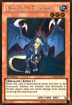 Yugioh! LP Exploder Dragon - PGLD-EN071 - Gold Rare - 1st Edition Lightly Played - Image 1