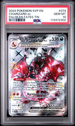 2024 Pokemon SVP EN-SV Black Star Promo Charizard EX Paldean Fates PSA 10 #074 - Image 1