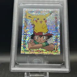 Ash & Pikachu S2 Prism Merlin Graded PSA 9 Pokemon Sticker - Image 2