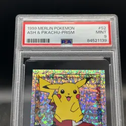 Ash & Pikachu S2 Prism Merlin Graded PSA 9 Pokemon Sticker - Image 3