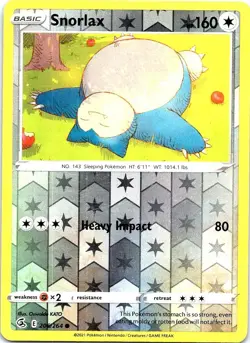 Snorlax 206/264 Common Fusion Strike Pokemon Reverse Holo Near Mint - Image 1