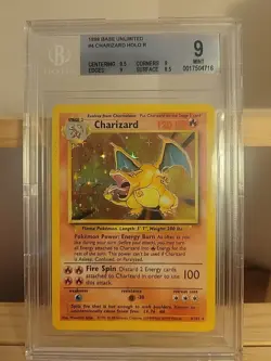Pokemon BGS9 Charizard Holo 1999 4/102 Base Set Unlimited English - Image 1