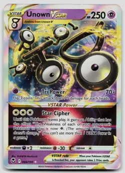 Unown VSTAR 066/195 Silver Tempest Pokemon NM - Image 1