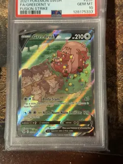 Pokemon Greedent V Full Art Fusion Strike 257/264 Ultra Rare Holo PSA 10 - Image 1