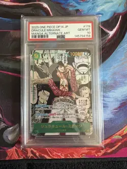 PSA 10 2025 One Piece CCG OP14 Dracule Mihawk Manga Alt Art #119 JP GEM MINT - Image 1