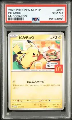 2025 POKEMON JAPANESE M-P PROMO MCDONALD'S #020 PIKACHU PSA 10 - Image 1